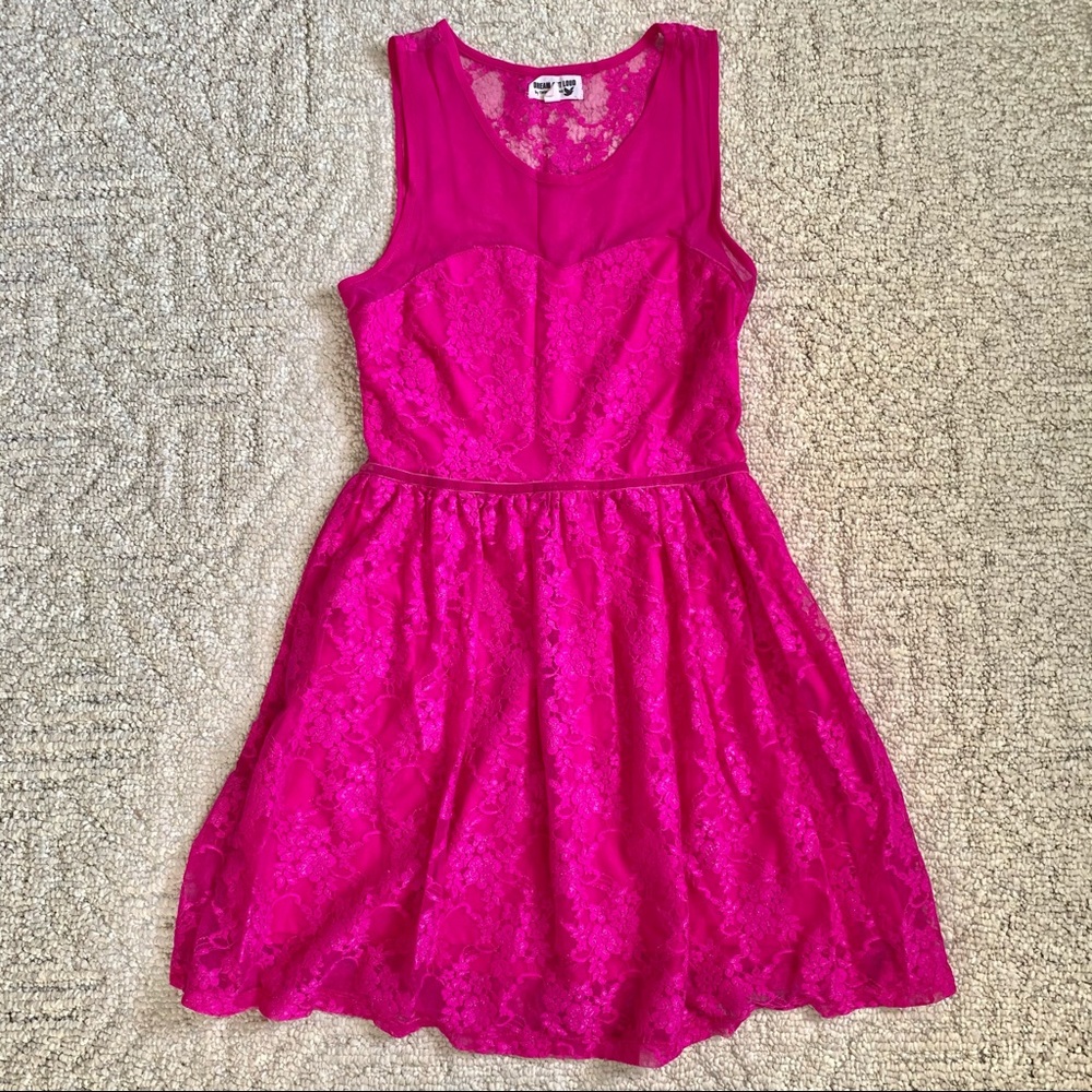 Hot pink fuchsia lace dress
